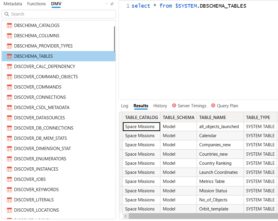 Accessing underlying DMV (Dynamic Management Views) in Analysis Services