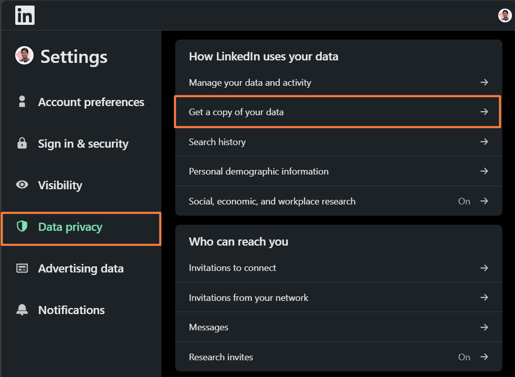 Get a copy of your data